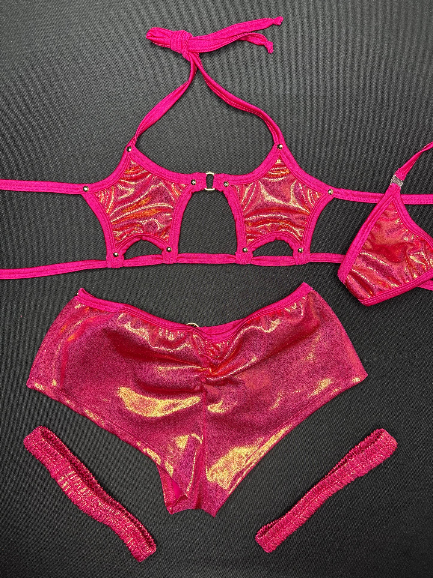 Hot Pink Star Bikini Top/Shorts Two-Piece Lingerie Outfit