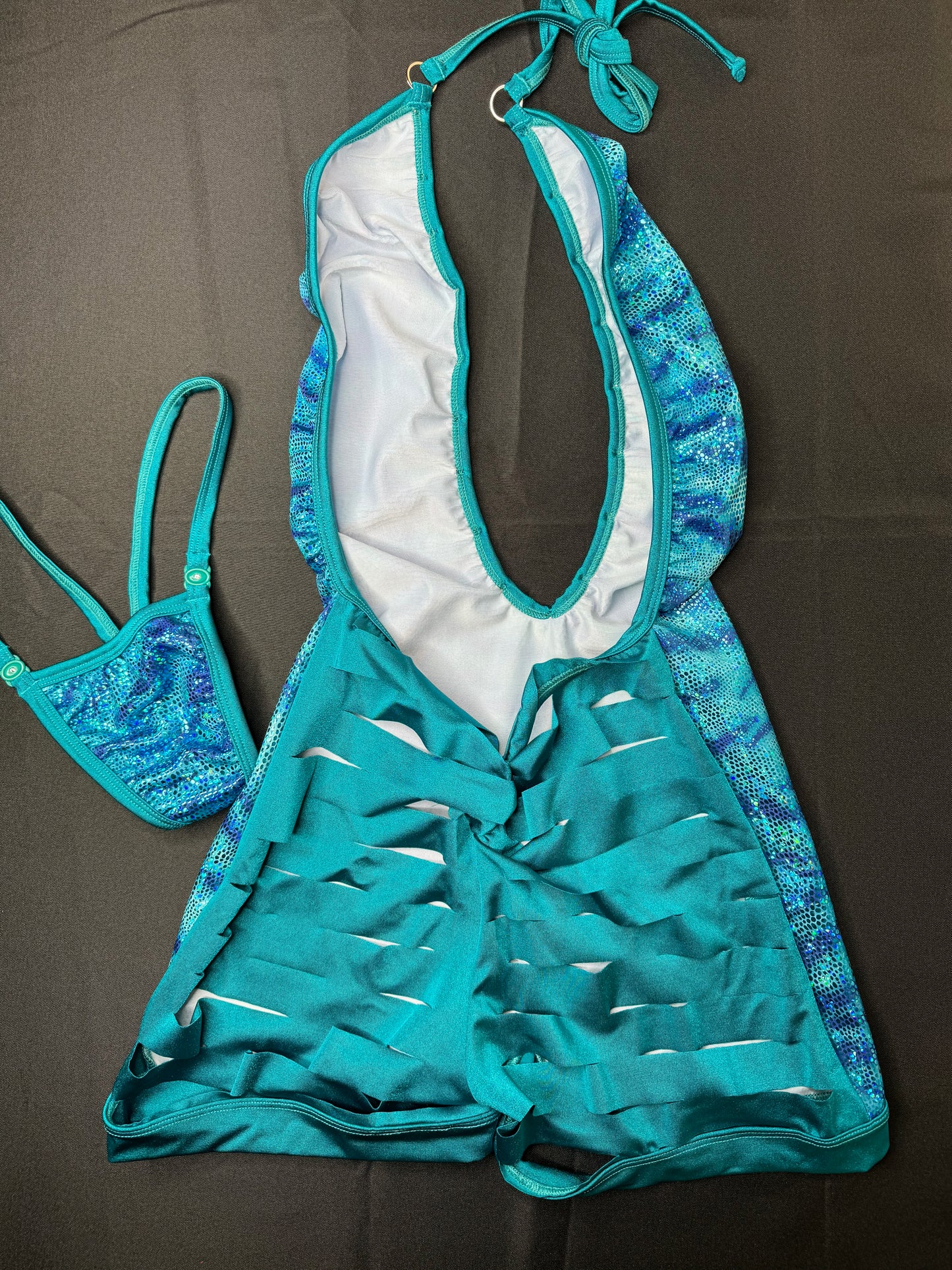 Metallic Aqua/Teal One-Piece Stripper Outfit