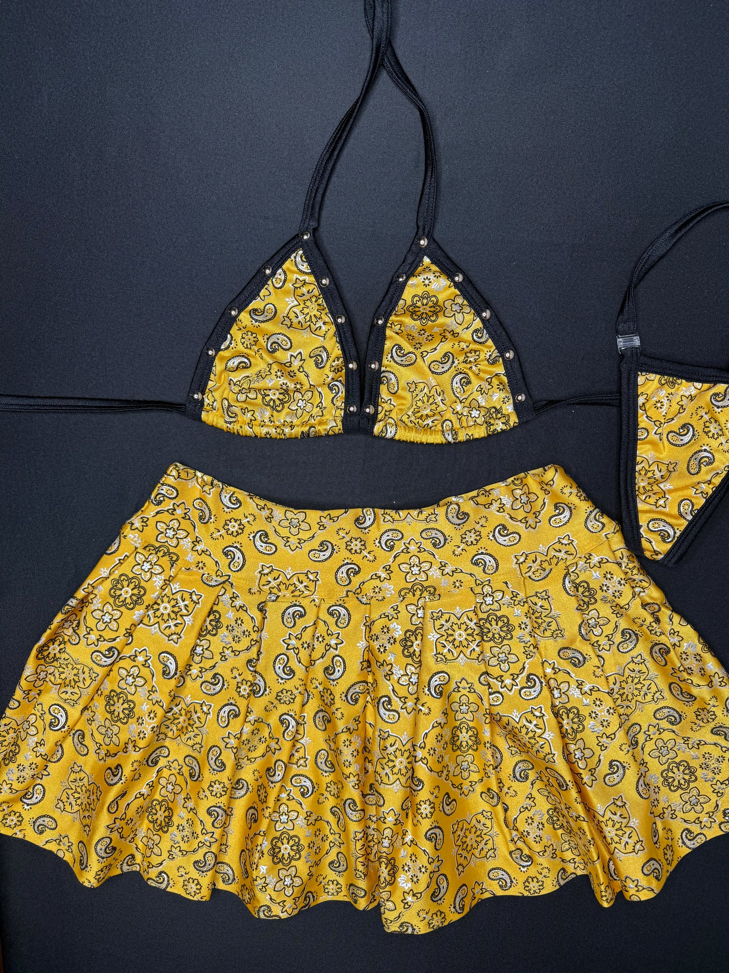 Yellow Bandana Print Bikini Top/Skirt Lingerie Outfit