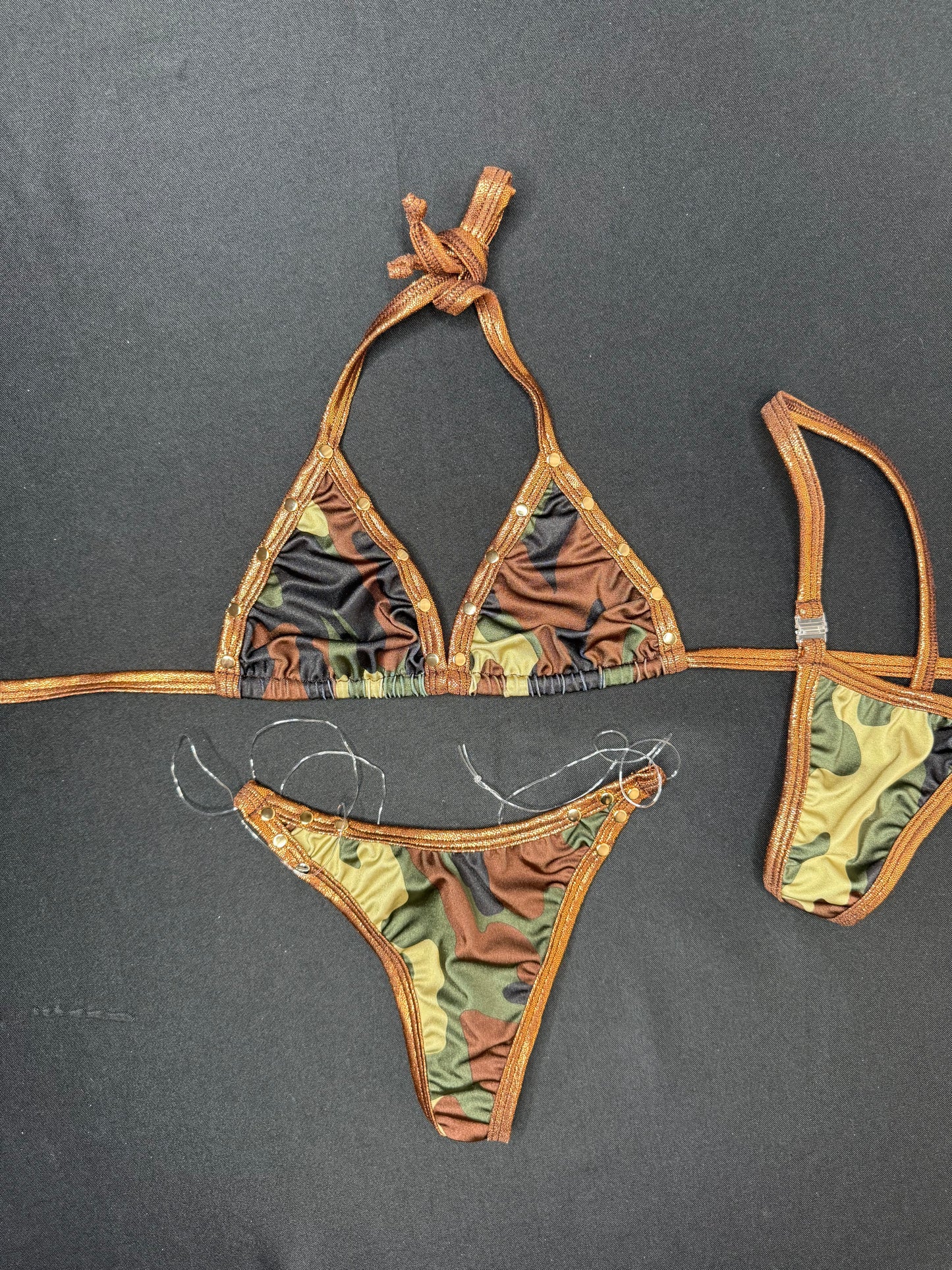 Camouflage/Mocha Spandex Two-Piece Bikini Lingerie Outift