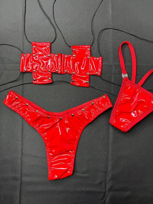Exotic Dance Wear High Waisted Thong/Star Top