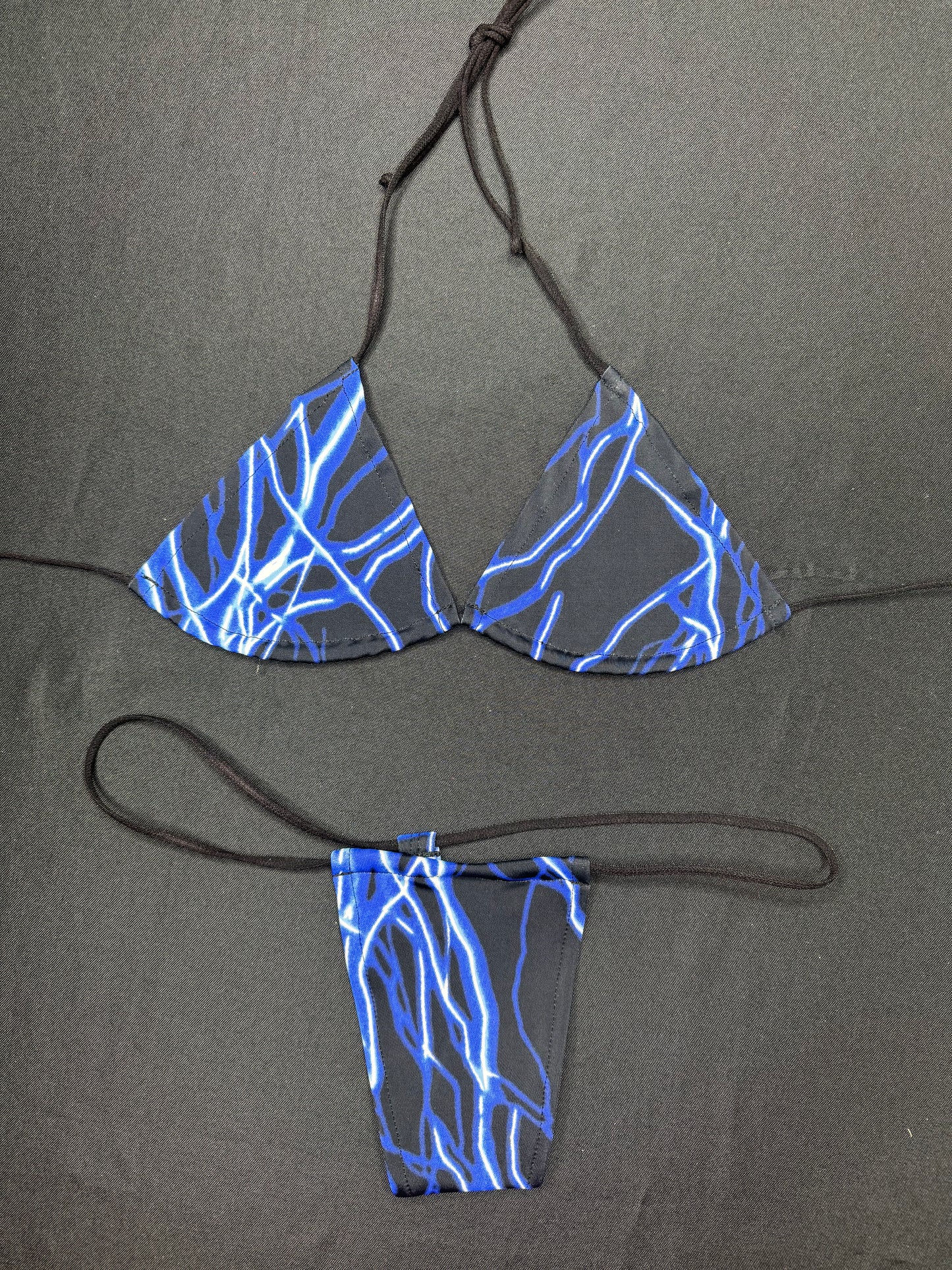 Blue Thunder Two-Piece Micro Bikini Lingerie Outfit