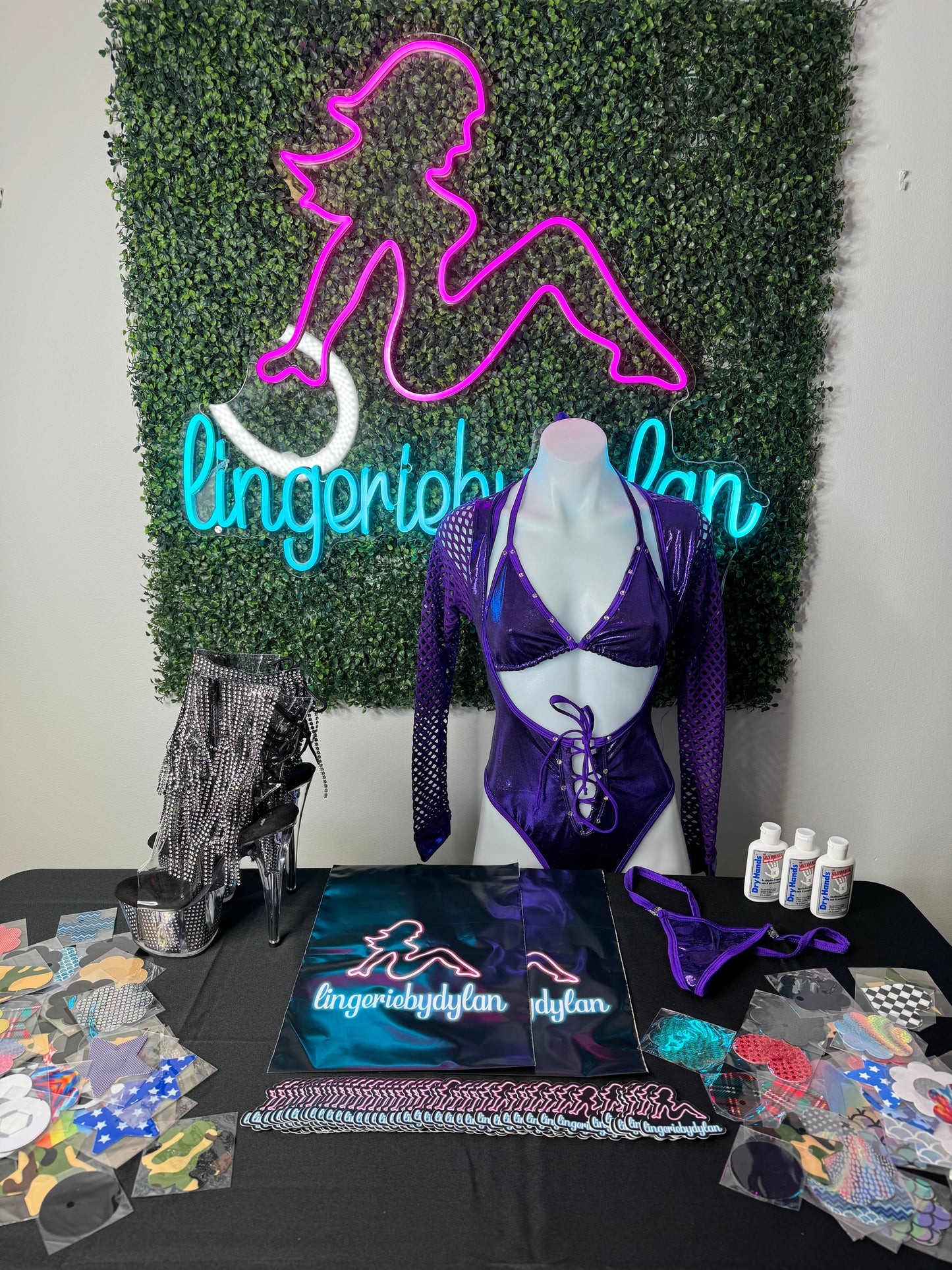 Exotic Dance Wear Purple Bartender Romper