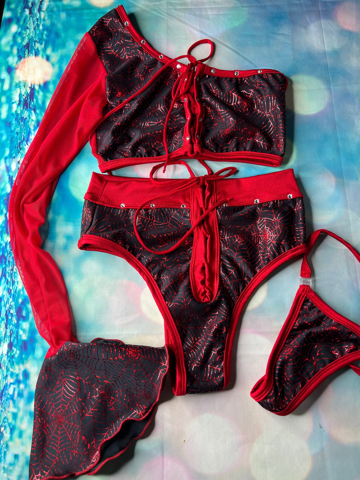 Exotic Dance Wear Single Sleeve Outfit Luxury Stripper