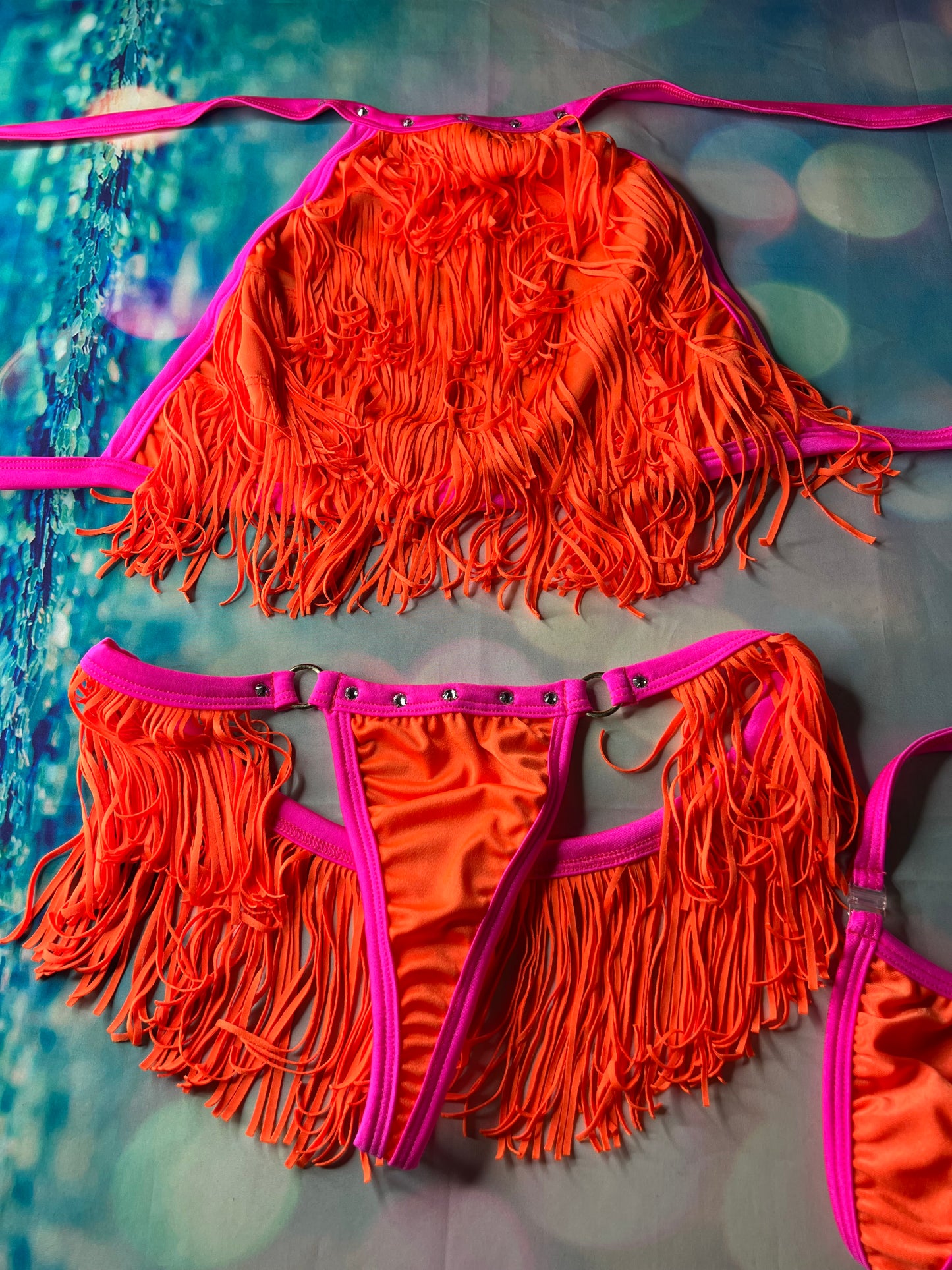 Exotic Dance Wear Fringe Bikini Top & Thong - Lingeriebydylan