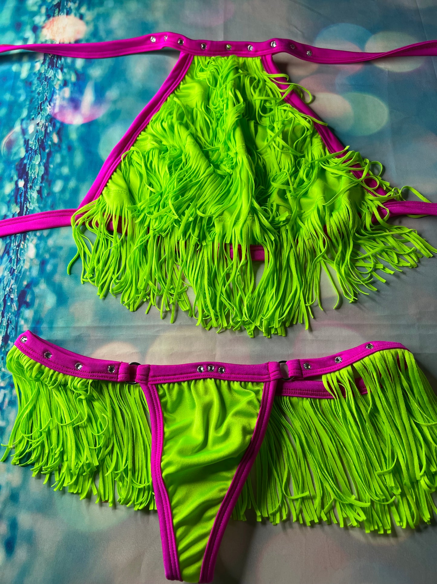Exotic Dance Wear Fringe Bikini Top & Thong - Lingeriebydylan