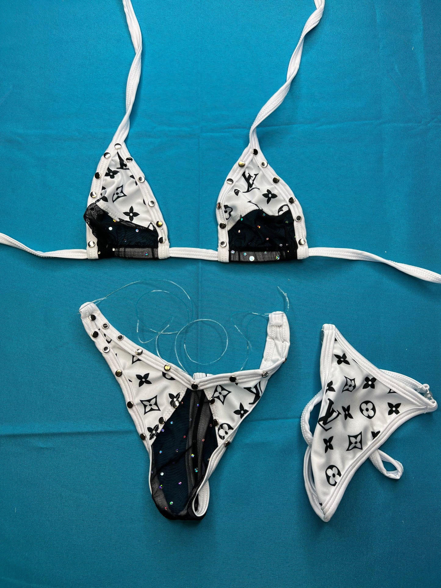 Red & Cheetah Print One-Piece Outfit Exotic Dance Wear Lingerie