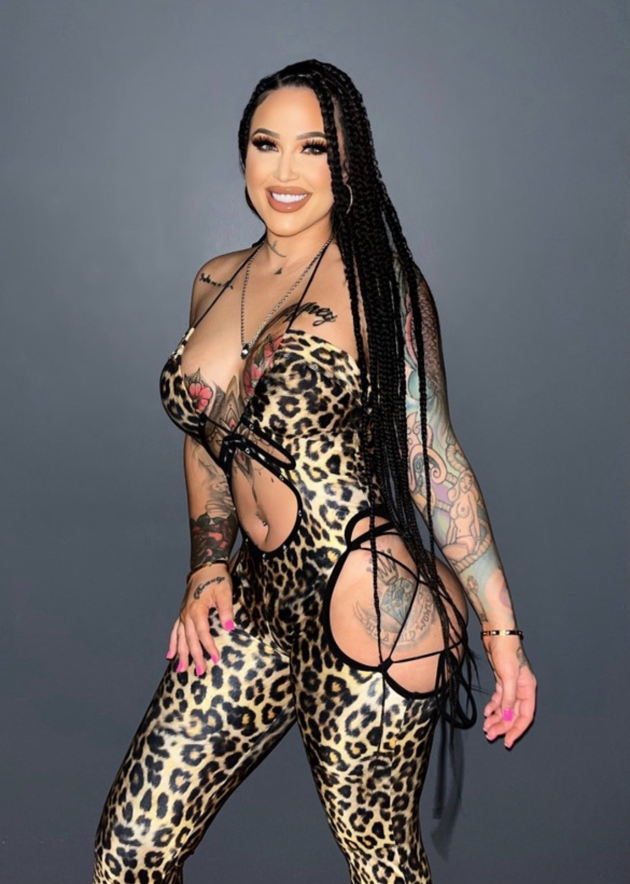 Cheetah Print Exotic Dance Wear Body Suit Wild Animal Lingerie