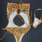 Cheetah Animal Print/Metallic Copper Spandex One-Piece Lingerie Outfit