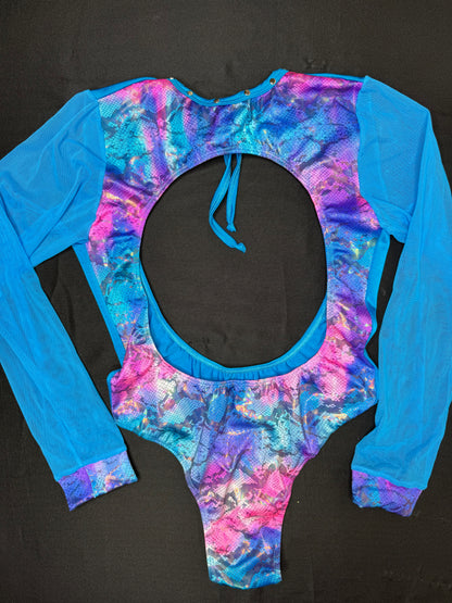 Blue/Pink Animal Print Leotard One-Piece/Bikini Top Lingerie Outfit