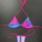 Pink/Blue Ombré Print Spandex Two-Piece Micro Bikini Lingerie Outfit