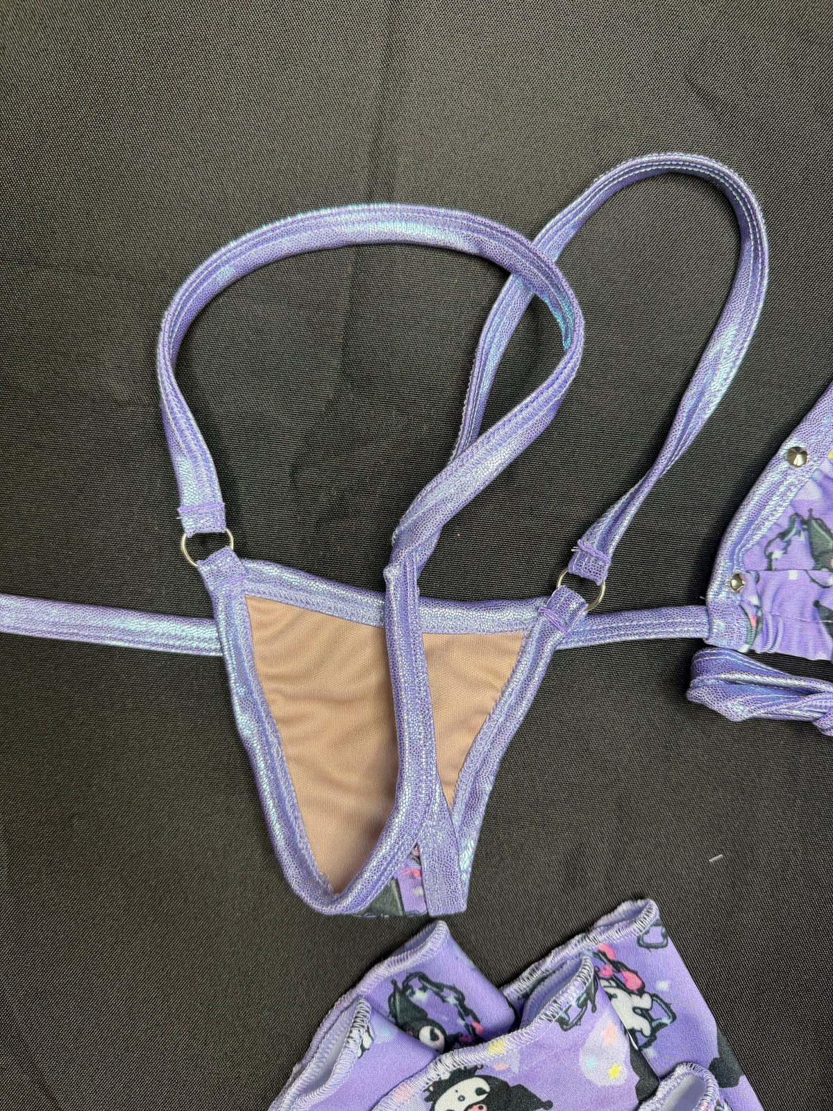 Lavender Kuromi Spandex Print Leg Lingerie Outfit
