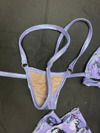 Lavender Kuromi Spandex Print Leg Lingerie Outfit