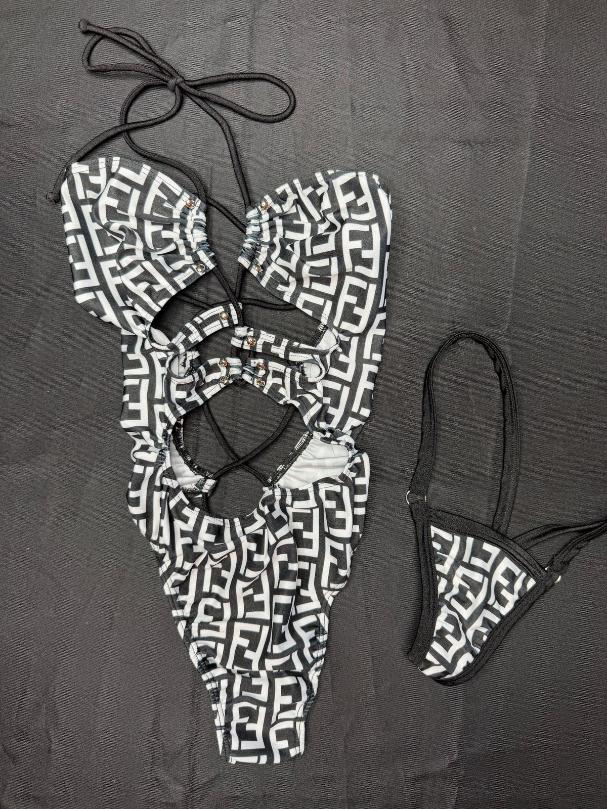 Black Designer One-Piece Lingerie Outfit