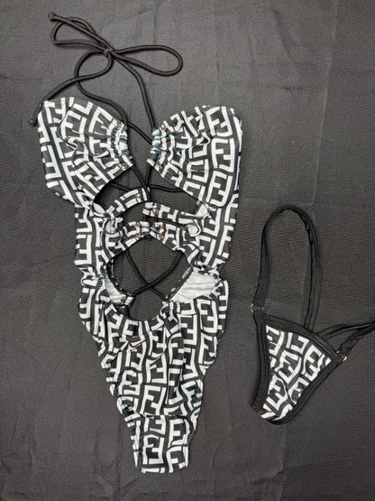 Black Designer One-Piece Lingerie Outfit