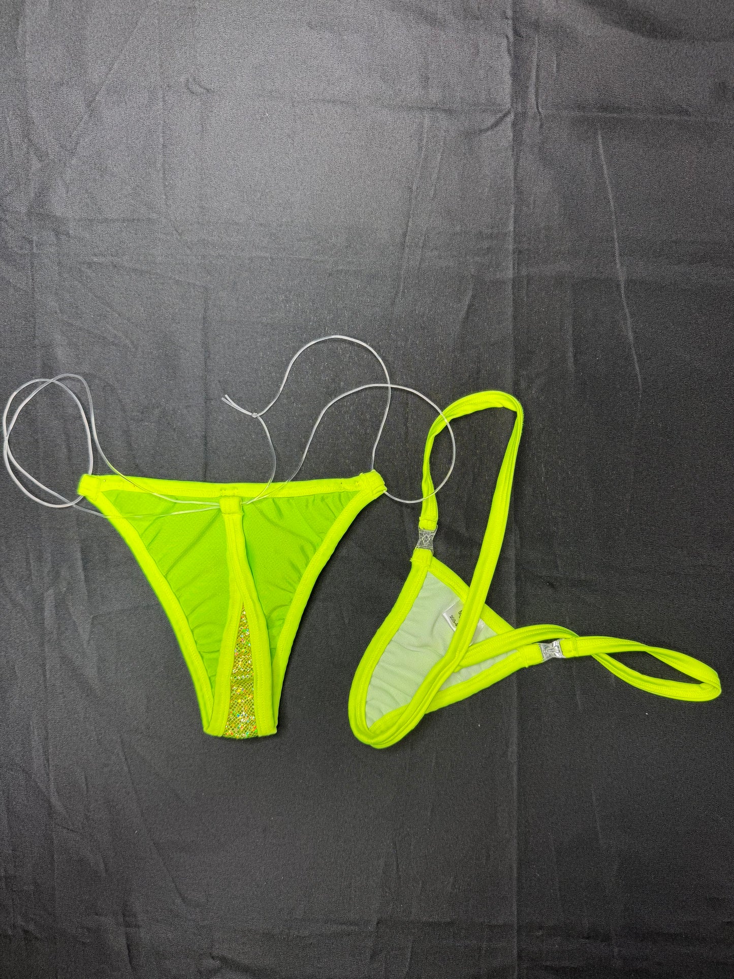 Metallic Neon Yellow/Neon Yellow Spandex Three-Piece Outfit