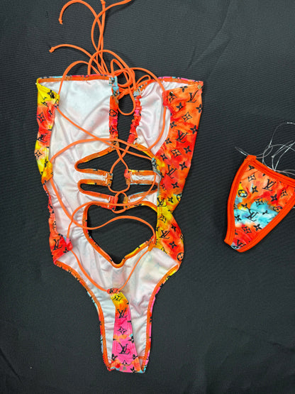 Designer Tie-Dye One-Piece Lingerie Outfit