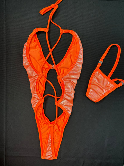Mystic Orange One-Piece Exotic Dancer Outfit
