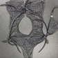 Black Sparkle Mesh One-Piece Lingerie Outfit