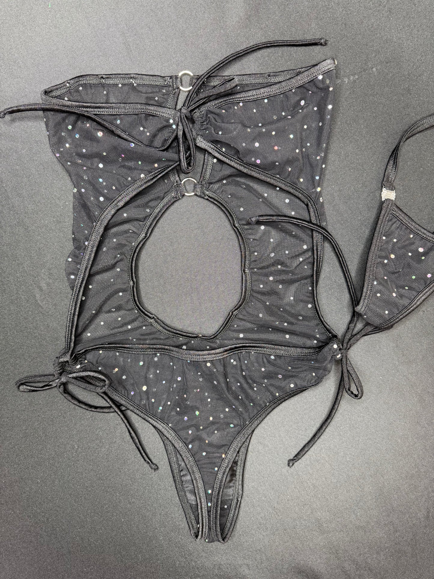 Black Sparkle Mesh One-Piece Lingerie Outfit