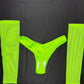 Neon Green Mesh Three-Piece Cheeky Thong/Sleeves Lingerie Outfit