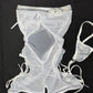 Metallic Silver Spandex/White Mesh One-Piece Lingerie Outfit