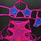 Hot Pink Fishnet/Deep Blue Star Top/Shorts Two-Piece Lingerie Outfit
