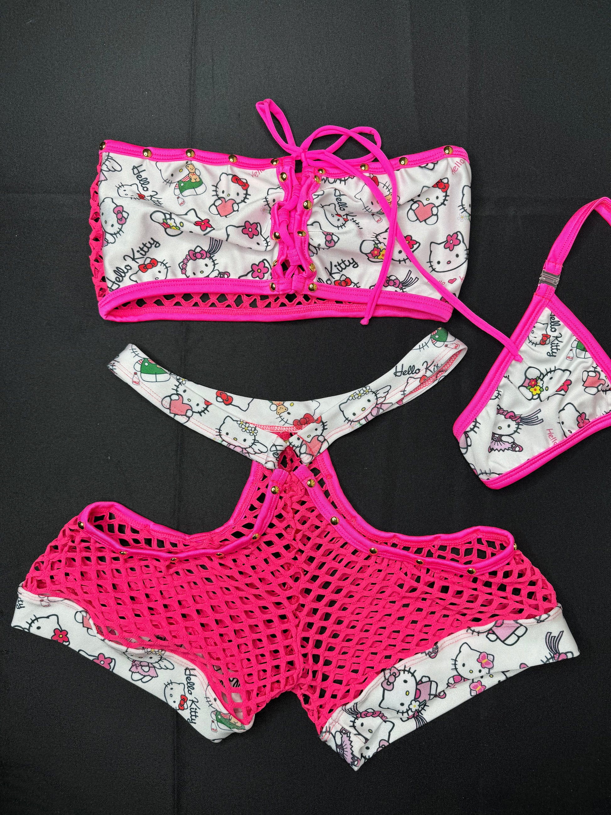 Hot Pink/White Tube Top/Shorts Kitty Lingerie Outfit Lingeriebydylan Hot Pink/White Tube Top/Shorts Kitty Lingerie Outfit Lingeriebydylan
