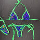 Trippy/Green Spandex Two-Piece Bikini Lingerie Outfit