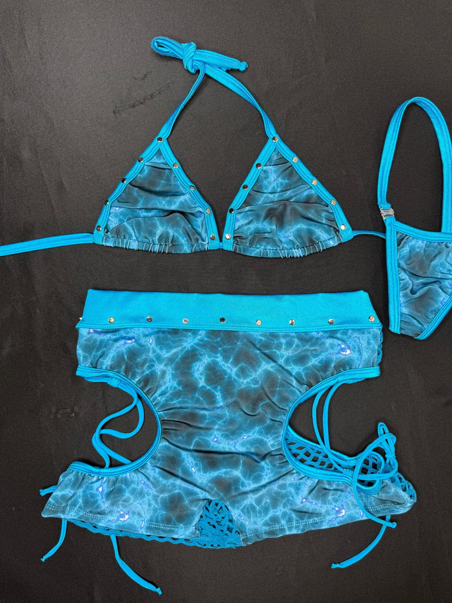 Cosmic Turquoise Bikini Top/Shorts Two-Piece Lingerie Outfit
