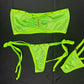 Lime Green Tube-Top/Side Tie Bikini Bottoms Two-Piece Lingerie Outfit