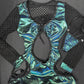 Microdot Kelly Green/Black Fishnet One-Piece Romper Lingerie Outfit