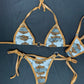 Harley Print/Copper Spandex Two-Piece Side-Tie Bikini Lingerie Outfit