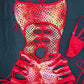 Red Ombré Fishnet One-Piece Lingerie Outfit