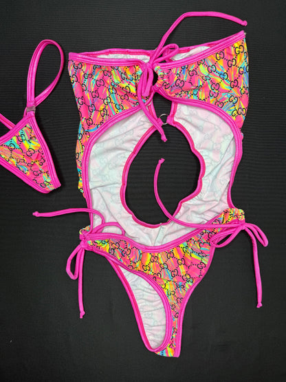 Designer Tie-Dye One-Piece Lingerie Outfit