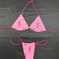 Designer Pink Spanex Micro Bikini Lingerie Outfit
