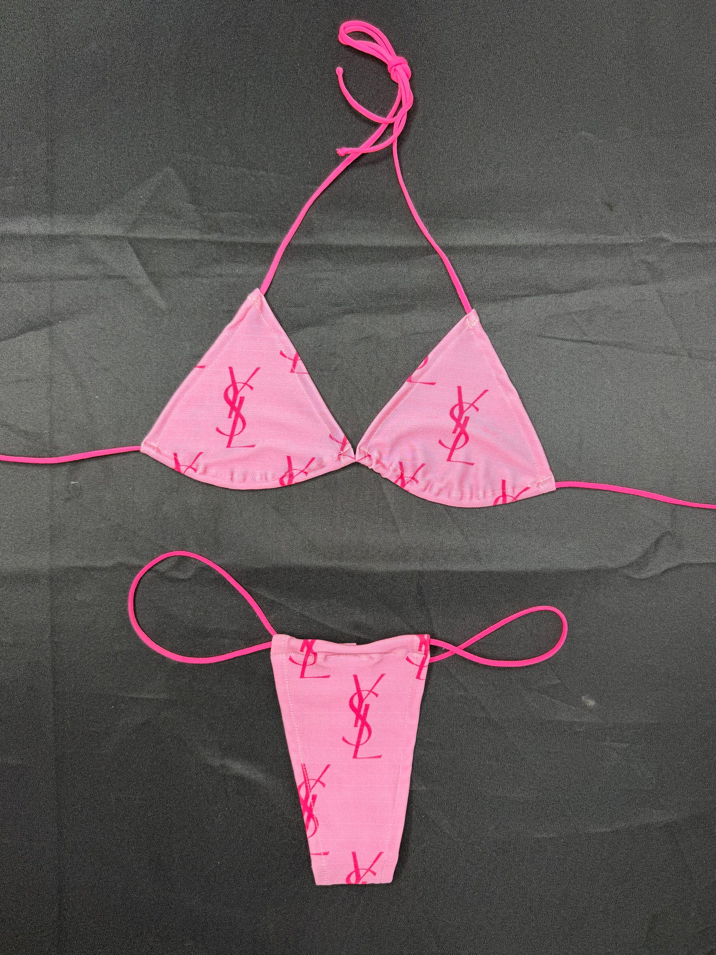 Designer Pink Spanex Micro Bikini Lingerie Outfit