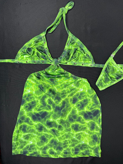 Cosmic Green One-Piece Dress Outfit