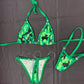 Green Camouflage Bikini Top/Silicone String Bottoms Two-Piece Lingerie Outfit