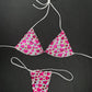 Heart Holographic Two-Piece Micro Bikini Lingerie Outfit