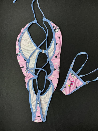 Baby Pink/Lavender Kuromi One-Piece Lingerie Outfit