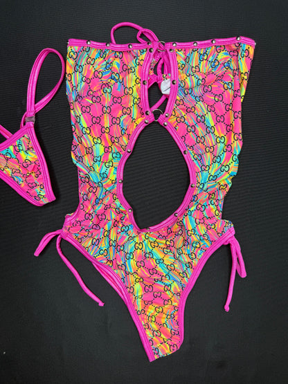 Designer Tie-Dye One-Piece Lingerie Outfit