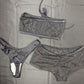 Black Mesh/Spandex Tube-Top Cheeky Thong/Mesh Shorts Lingerie Outfit