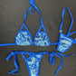 Royal Blue/Metallic Blue Print Two-Piece Bikini Lingerie Outfit