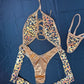 Tiger Spandex Print/Copper One-Piece Lingerie Outfit