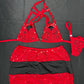 Red Lace Bikini Top/Skirt Two-Piece Lingerie Outfit