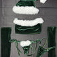 Green Velvet Three-Piece With Hat Christmas Lingerie Outfit
