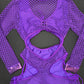 Metallic Purple Ombré/Purple Fishnet One-Piece Romper Lingerie Outfit