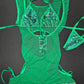 Metallic Animal Print/Green Mesh One-Piece Sleeveless Romper/Bikini Top Lingerie Outfit