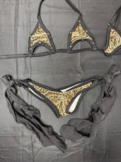 VELVET Cheetah Print Two-Piece Bikini Lingerie Outfit
